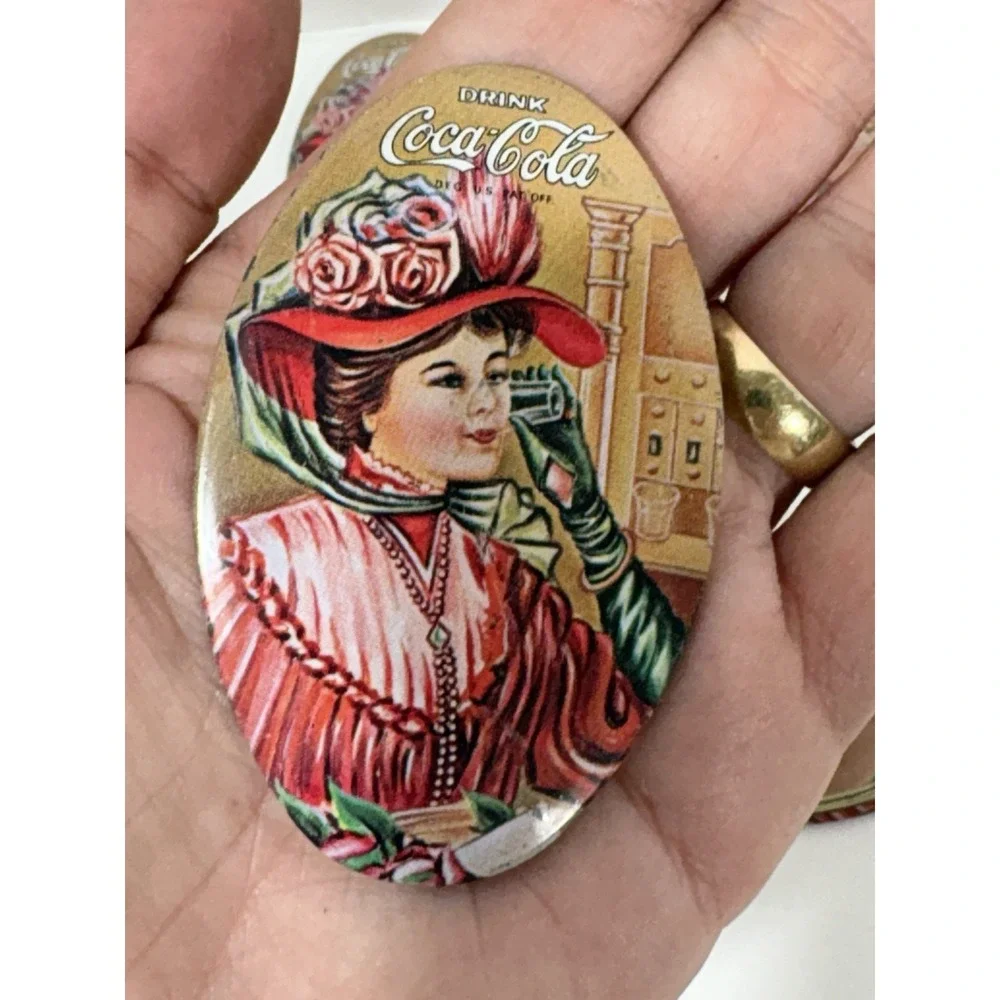 Vintage Lot of 6‎  COCA COLA Pocket Mirrors Mirror 70s Lady Victorian Hat Red